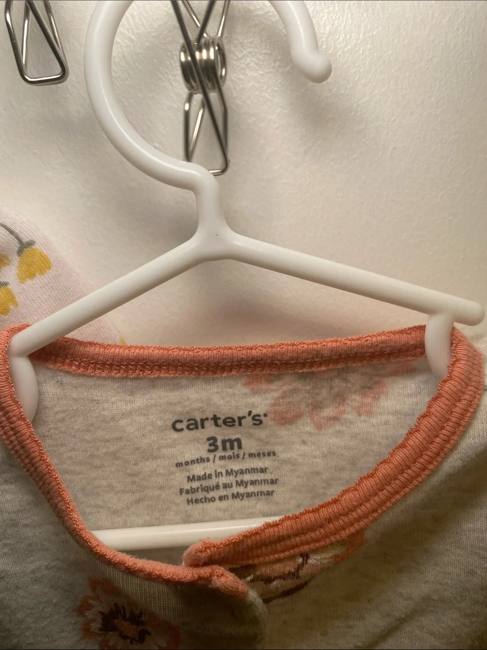 Carter's & Cloud Island Pink, Gray & White Floral and Print Footed One-Piece Set
